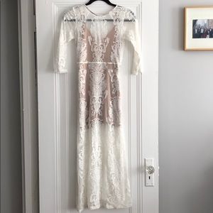 FOR LOVE AND LEMONS WHITE LACE BACKLESS DRESS